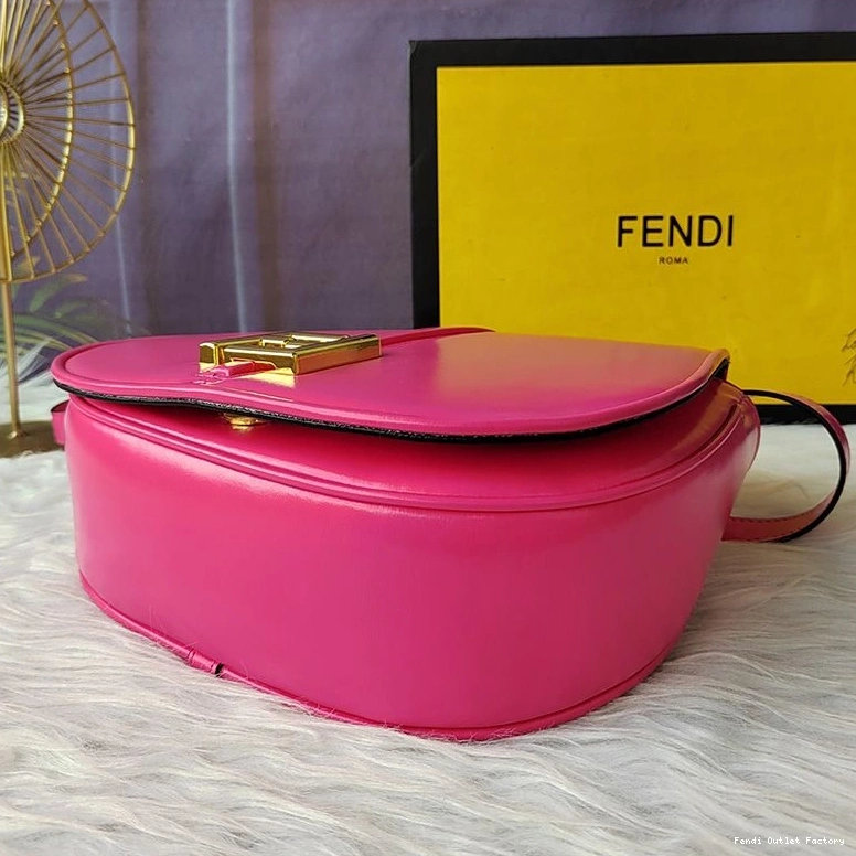 Vintage HOT Bag Leather C'mon In Rose Medium Calf Fendi 0803